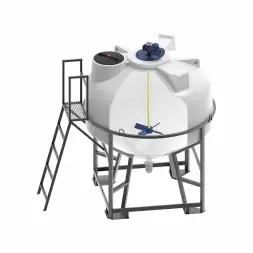 Емкость ЦКТ 3000 с патрубком 110 мм белый в обрешетке с лопастной Ж-Ж мешалкой