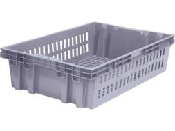 Ящик пластиковый перфорированный, 600x400x152 мм, 27 л, серый [403 ВС]