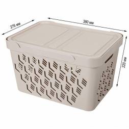 Ящик с крышкой универсальный Deluxe, 18л, светло-бежевый