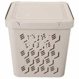 Ящик с крышкой универсальный Deluxe, 286x286x286 мм, 18л, светло-бежевый