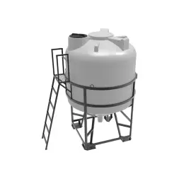 Емкость ЦКТ 5000 л с патрубком 160мм под плотность до 1,5 г/см3 белая в обрешетке с лестницей