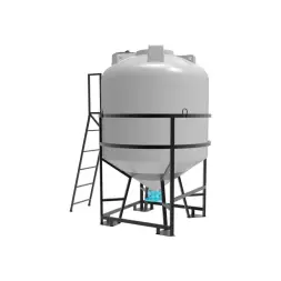 Емкость ЦКТ 5000 л с патрубком 160мм с фланцем белая в обрешетке с лестницей