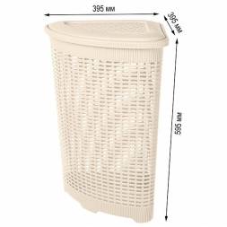 Корзина для белья угловая, 50л, бежевая