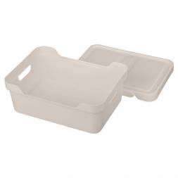 Ящик с крышкой универсальный Luxe, 12л, светло-бежевый