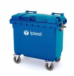 Контейнер пластиковый для мусора (ТБО/ТКО) с крышкой на колесах, 770 л