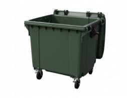 Контейнер пластиковый для мусора (ТБО/ТКО) с крышкой на колесах, 1100 л