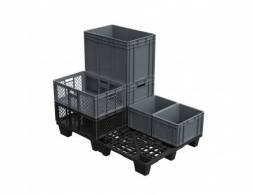 Паллет (поддон) пластиковый перфорированный на ножках, 1200х800х140 мм, ЭКО, черный [02.102.99R]