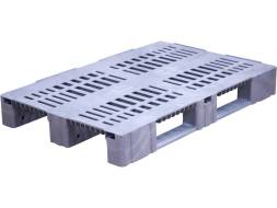 Паллет (поддон) пластиковый перфорированный на 3-х полозьях, 1200х800х150 мм, синий [1200800150-02]