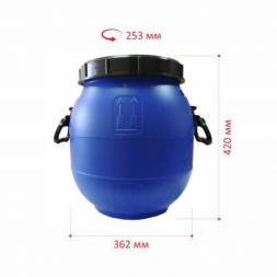 Бочка пластиковая с резьбовой крышкой и ручками, 30 л, синий [БП30.04/03]
